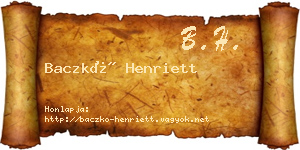 Baczkó Henriett névjegykártya